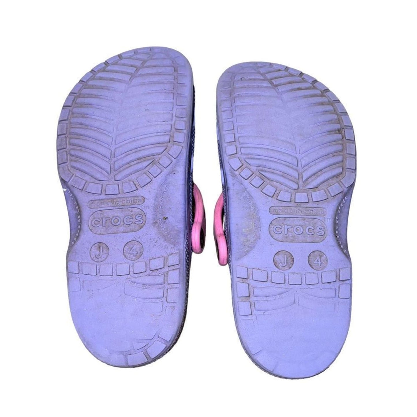 Purple Crocs with Pink Strap Size 4