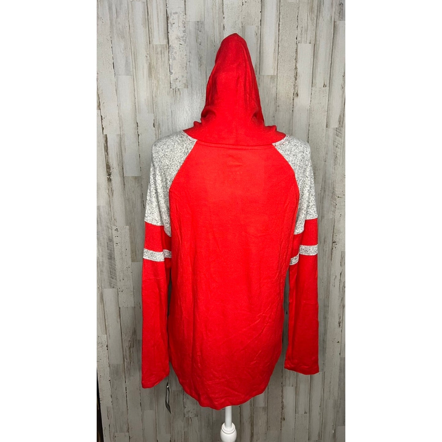 NWT Washington Capitals Youth Girl's XL Red/Gray Hooded Long Sleeve T-Shirt