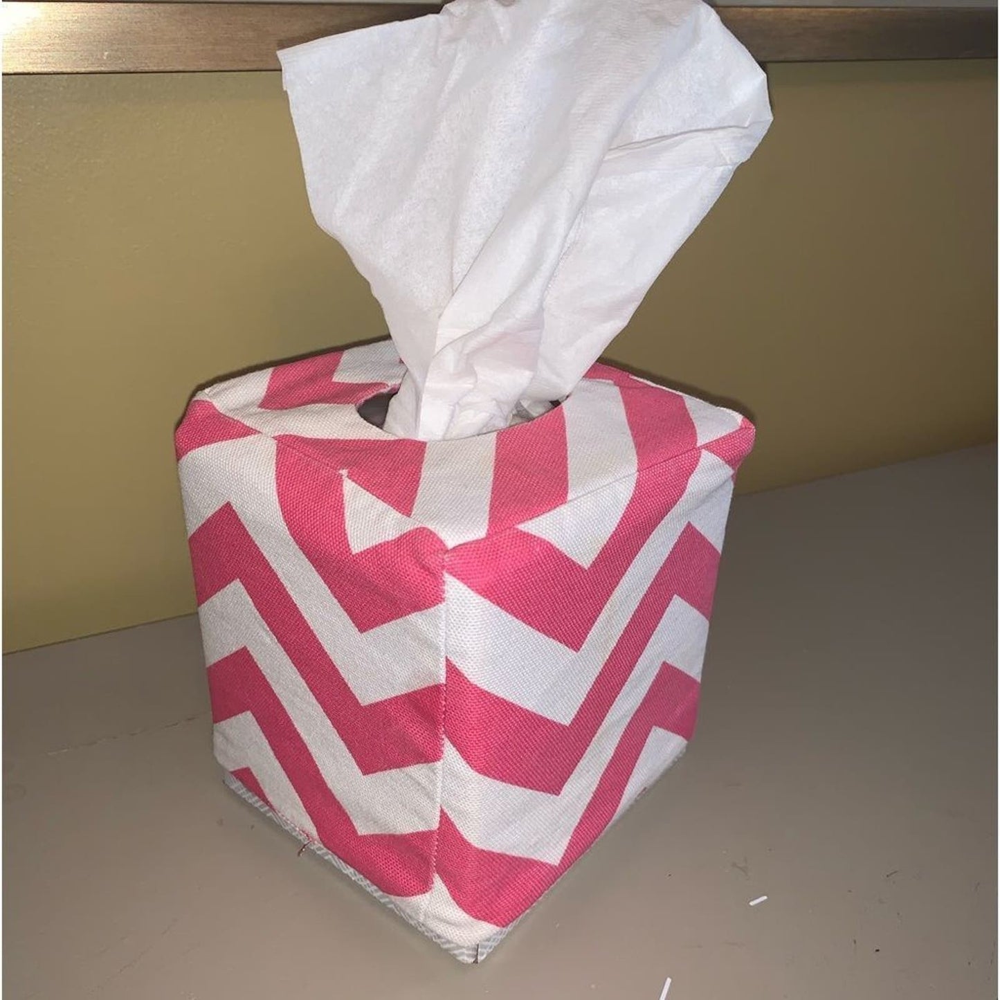 Pink Chevron Tissue Box Cover