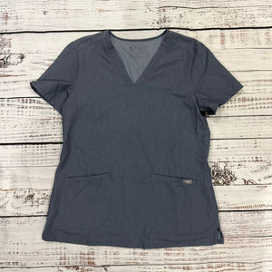FIGS Casma 3 Pocket Women's V-Neck Scrub Top Gray Small Short Sleeve Workwear