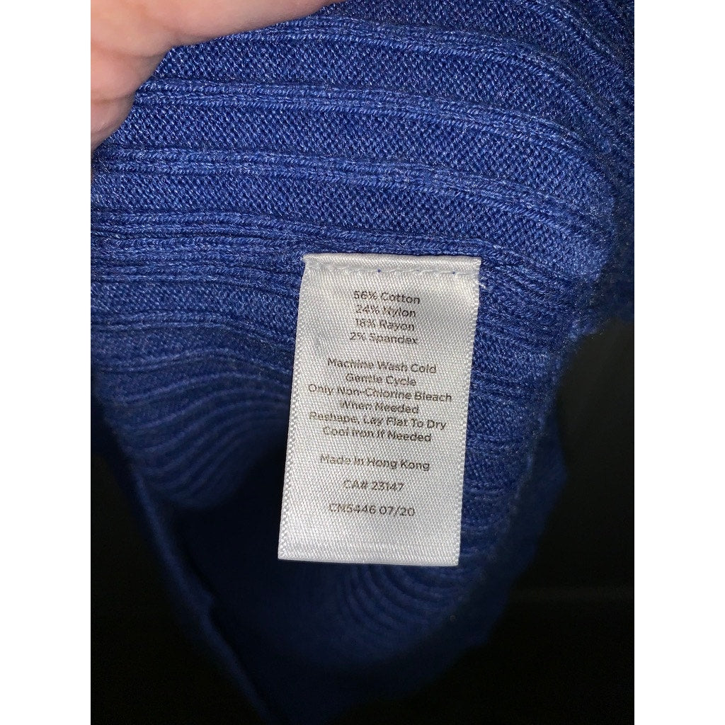 Talbots Women's XL Blue Ribbed Turtleneck Sweater Long Sleeve Casual