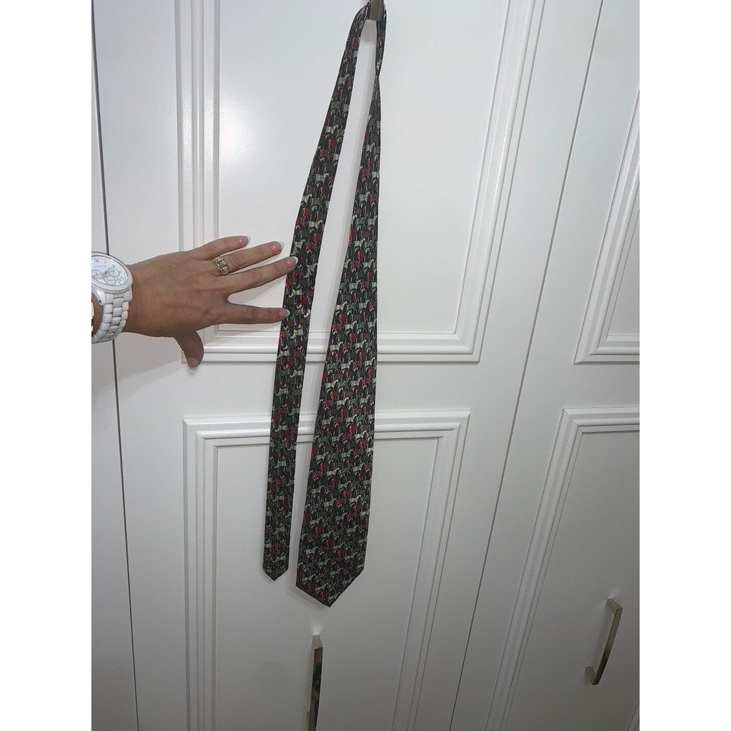 Hugo Boss Men's Silk Tie Horse Animal Print Multicolor Classic Length