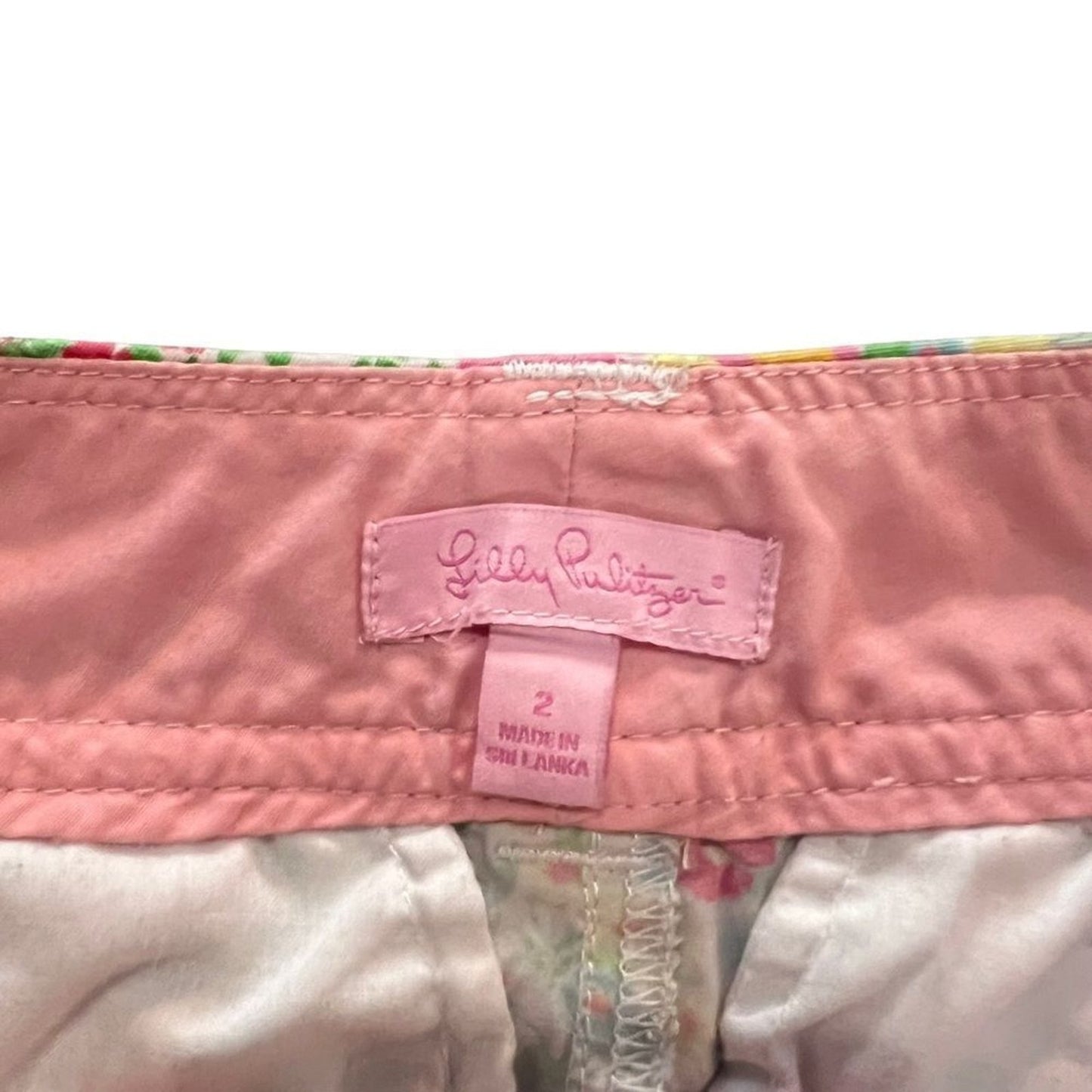 Lilly Pulitzer Bermuda Shorts Womens Size 2 Floral Pink Green Yellow