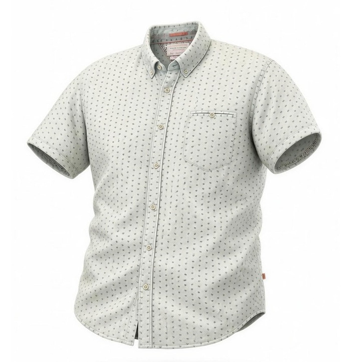 Denim & Flower Men's Slim Fit Button-Up Shirt Light Blue Fish Print Size Large