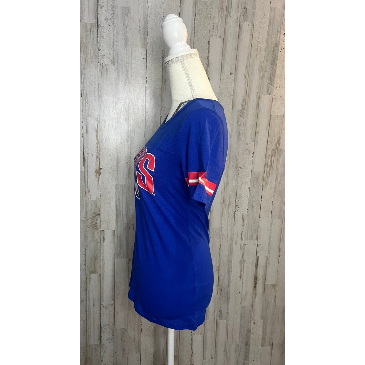 NWT Chicago Cubs Women's Small Blue Ringer Short Sleeve Crew Neck Tee