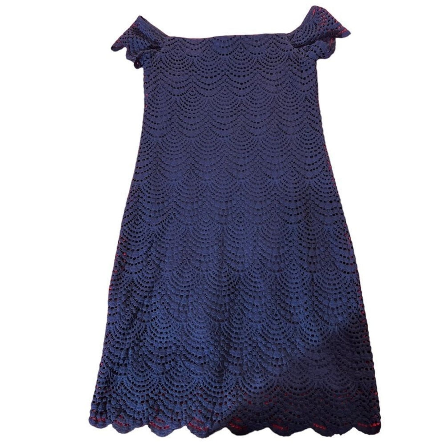Lilly Pulitzer Jade Dress Women's Small True Navy Off Shoulder Lace Shift Short