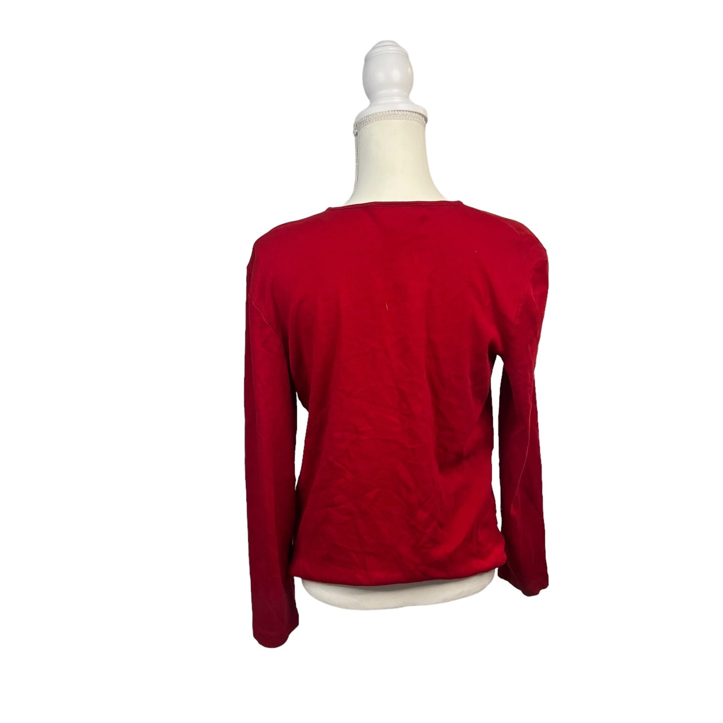 Lauren Ralph Lauren Women's Large Red Long Sleeve Crew Neck T-Shirt Size Casual