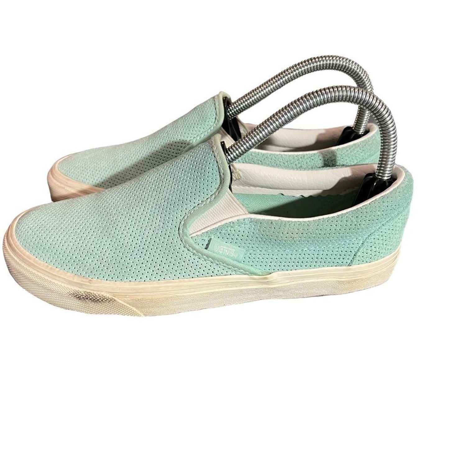 Vans Classic Slip-On Skate Shoes Mint Green Perforated Suede Size 5/6.5