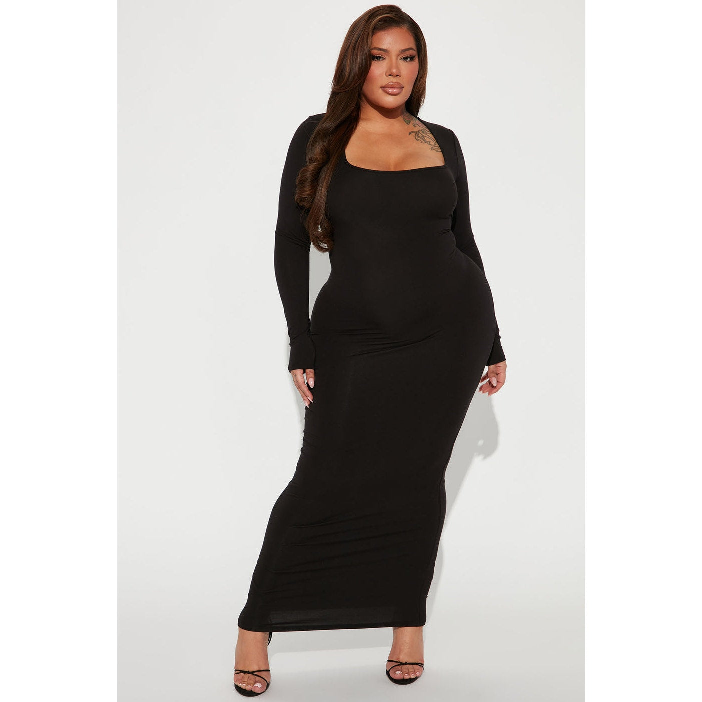 NWT Fashion Nova Women's Small Makenzie Maxi Dress Black Long Sleeve Bodycon