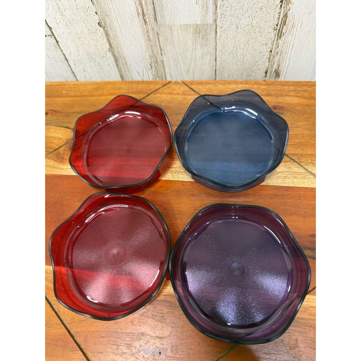 Tupperware Sheerly Elegant Coaster Set Jewel Tone Colors - 4 Piece