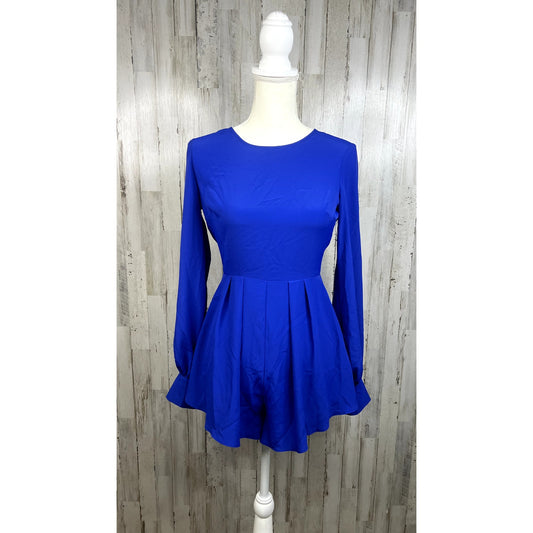 ASOS Women's Royal Blue Long Sleeve Romper Size 2 Casual Chic One-Piece