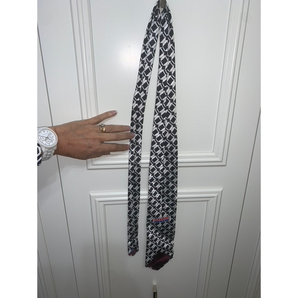 American Classics Black Geometric Silk Designer Tie