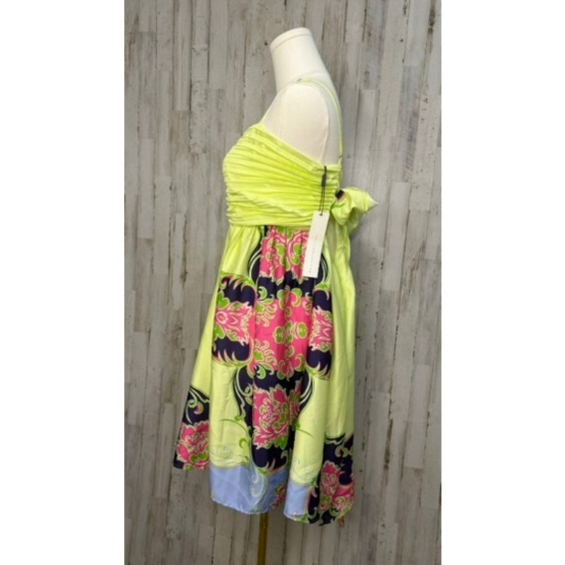 NWT Delfi Collective Ava Dress Medium Yellow Floral Print Mini Party Sleeveless