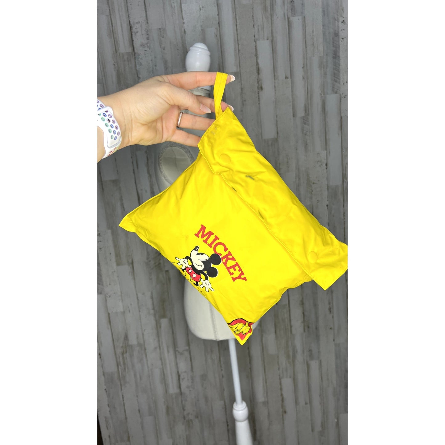 Vintage Disney Mickey Mouse Rain Coat Jacket & Matching Pouch Bag Unisex Adults