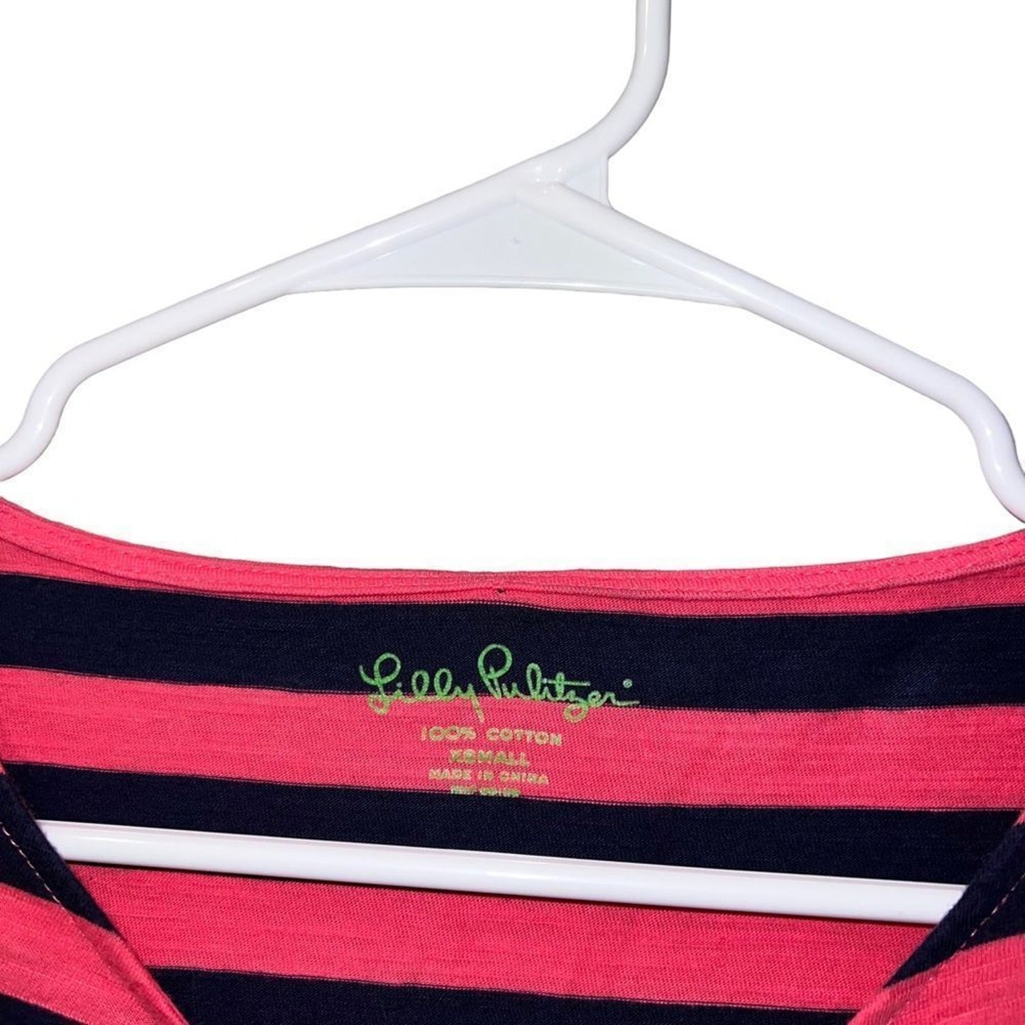 Lilly Pulitzer Top Womens XS Pink Navy Striped Boat Neck 3/4 Sleeve