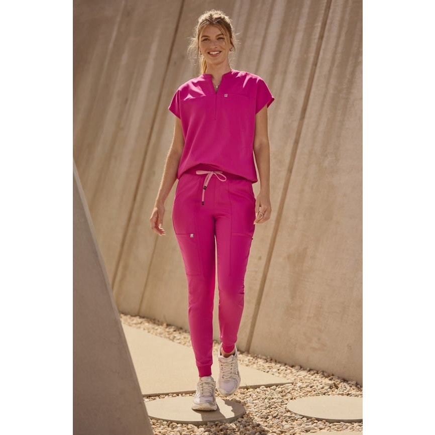 Fabletics Women's Scrub Jogger Set Large Hot Pink 2-Piece Workwear