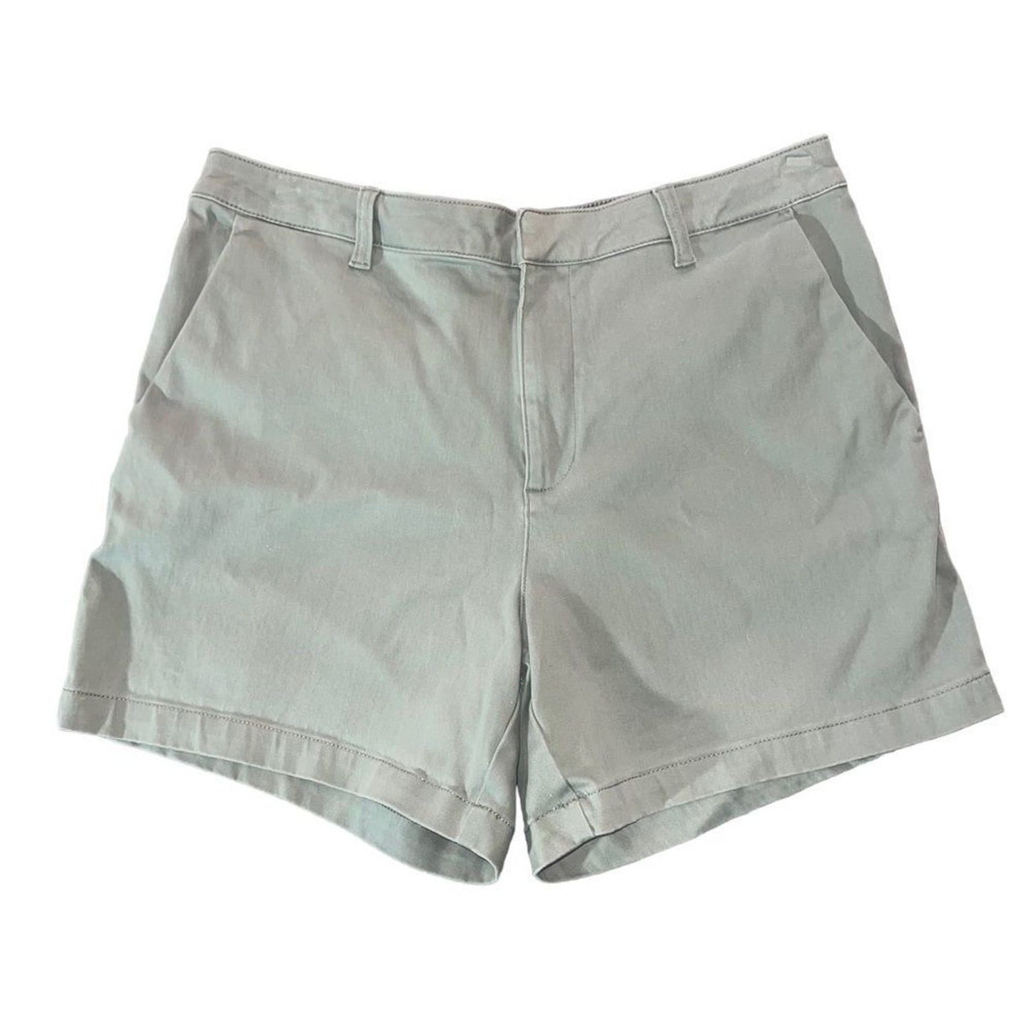 Banana Republic Chino Shorts Womens Size 14 Sage Green Flat Front Zip Fly