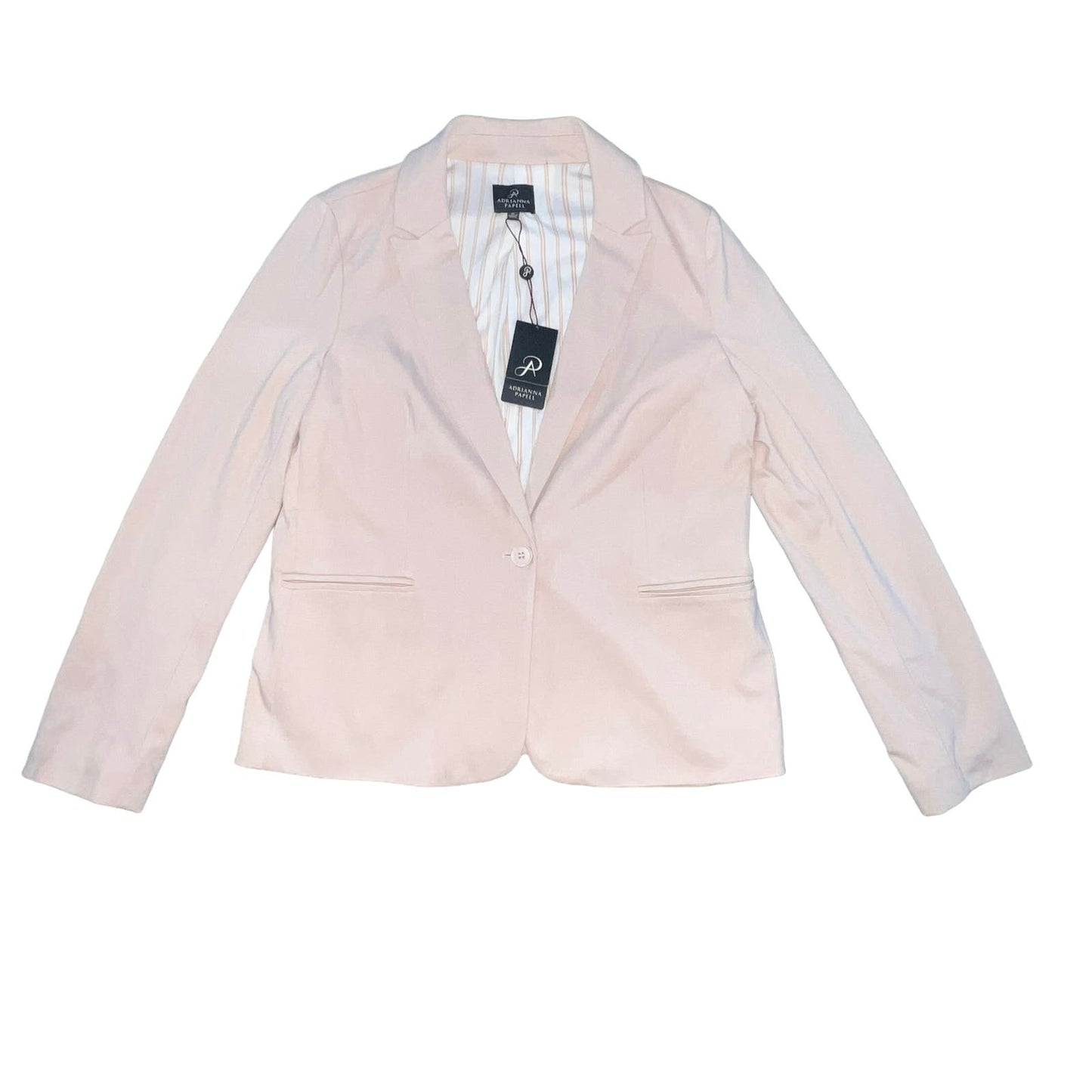 NWT Adrianna Papell Women's Medium Blush Pink Single Button Ponte Blazer Jacket