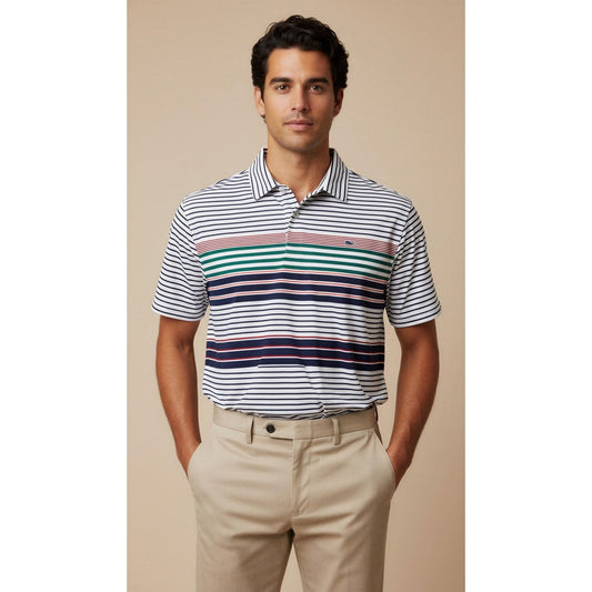 Vineyard Vines Men's Medium Striped Performance Polo Shirt Multicolor