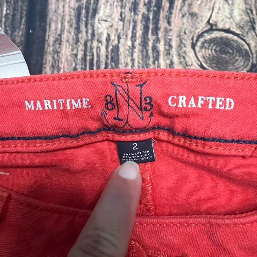 NWT Nautica Women's Red Skinny Jeans Size 2 Slim Fit Denim
