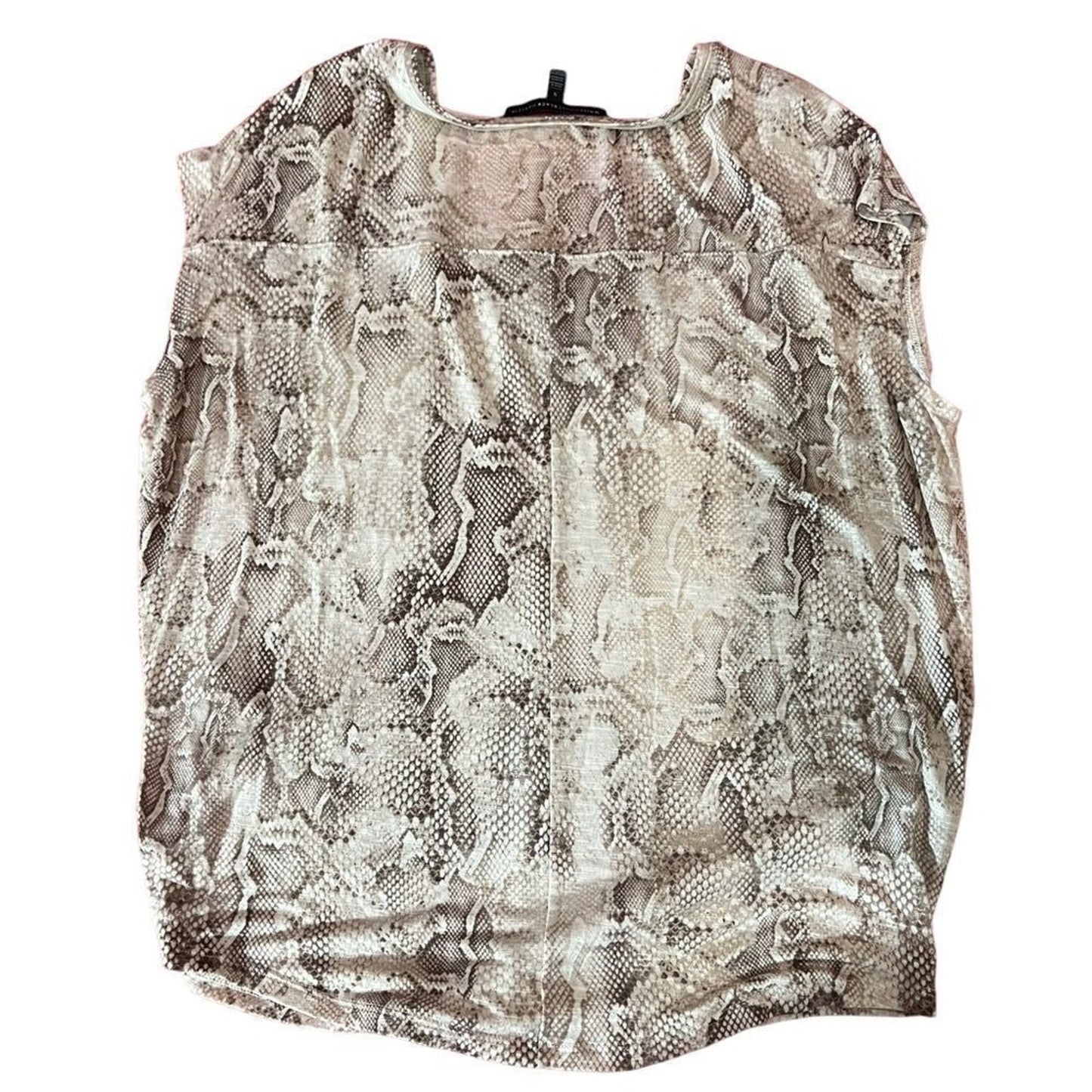 White House Black Market Blouse Womens Size Small Beige Snake Print V-Neck Top