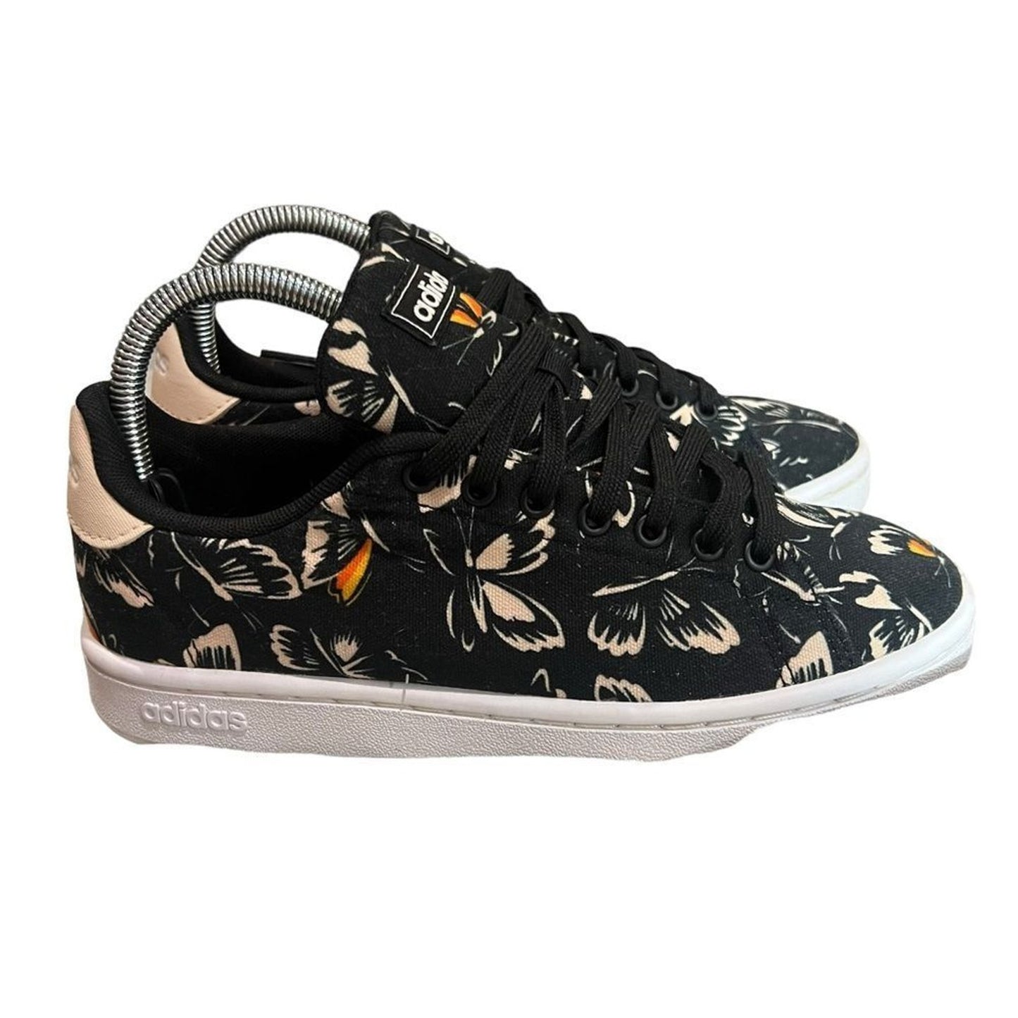 adidas x FARM Rio Stan Smith Womens Size 6.5 Sneakers Black Floral Print Low Top
