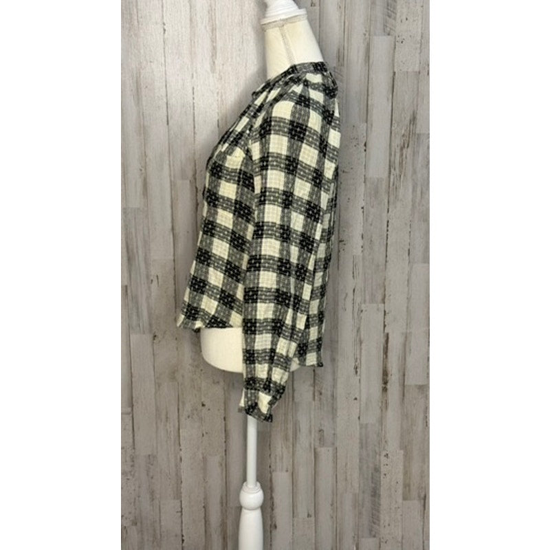 Anthropologie Pilcro Women's Plaid Button-Up Shirt Black Size Small