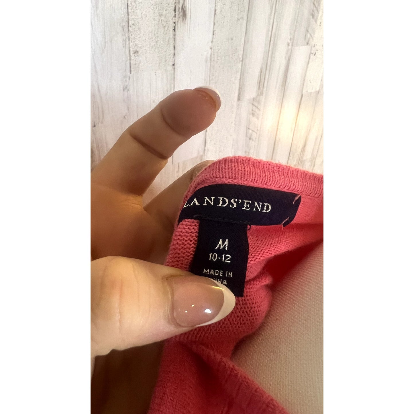 Lands' End Women's Medium Pink Button-Up Cardigan Sweater Long Sleeve