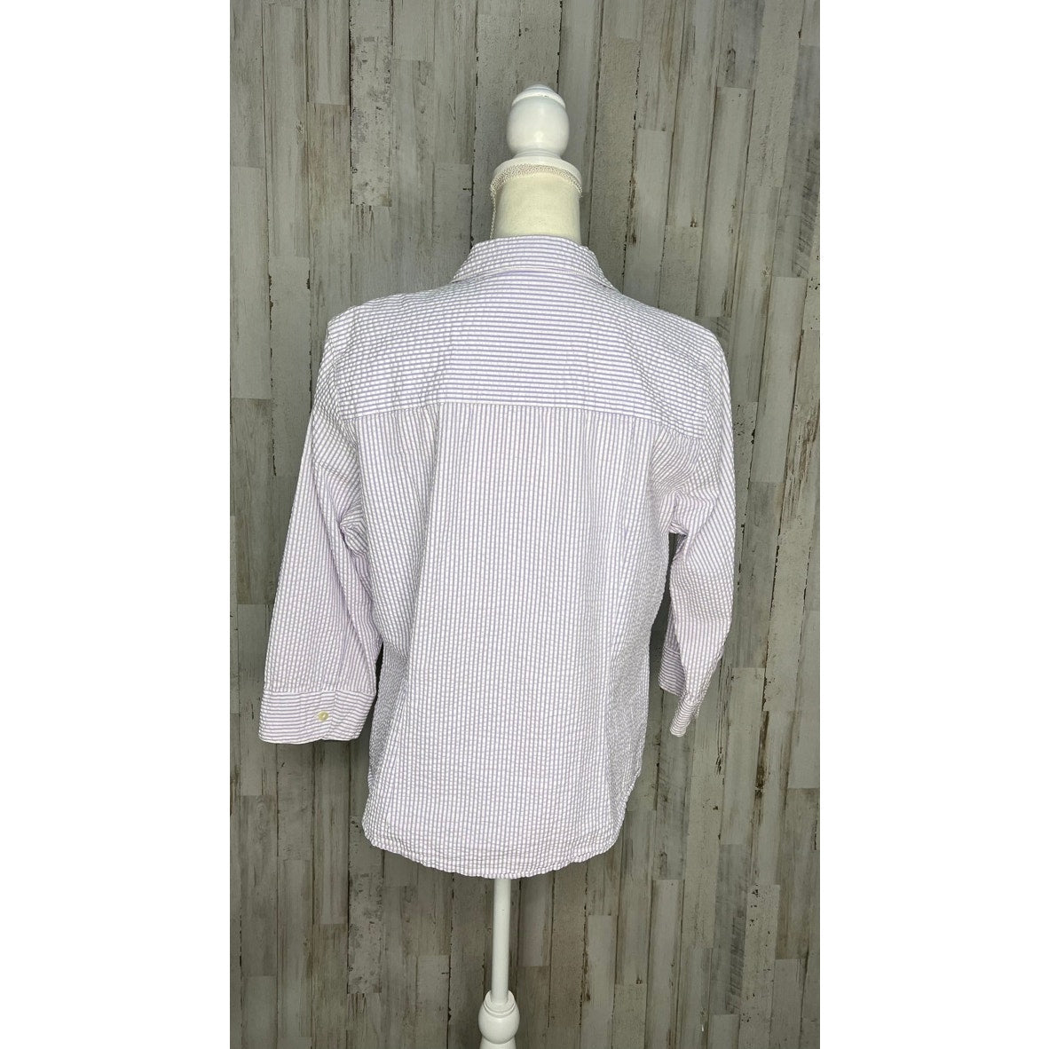 L.L. Bean Women's Large Purple Check Long Sleeve Button-Up Shirt Casual
