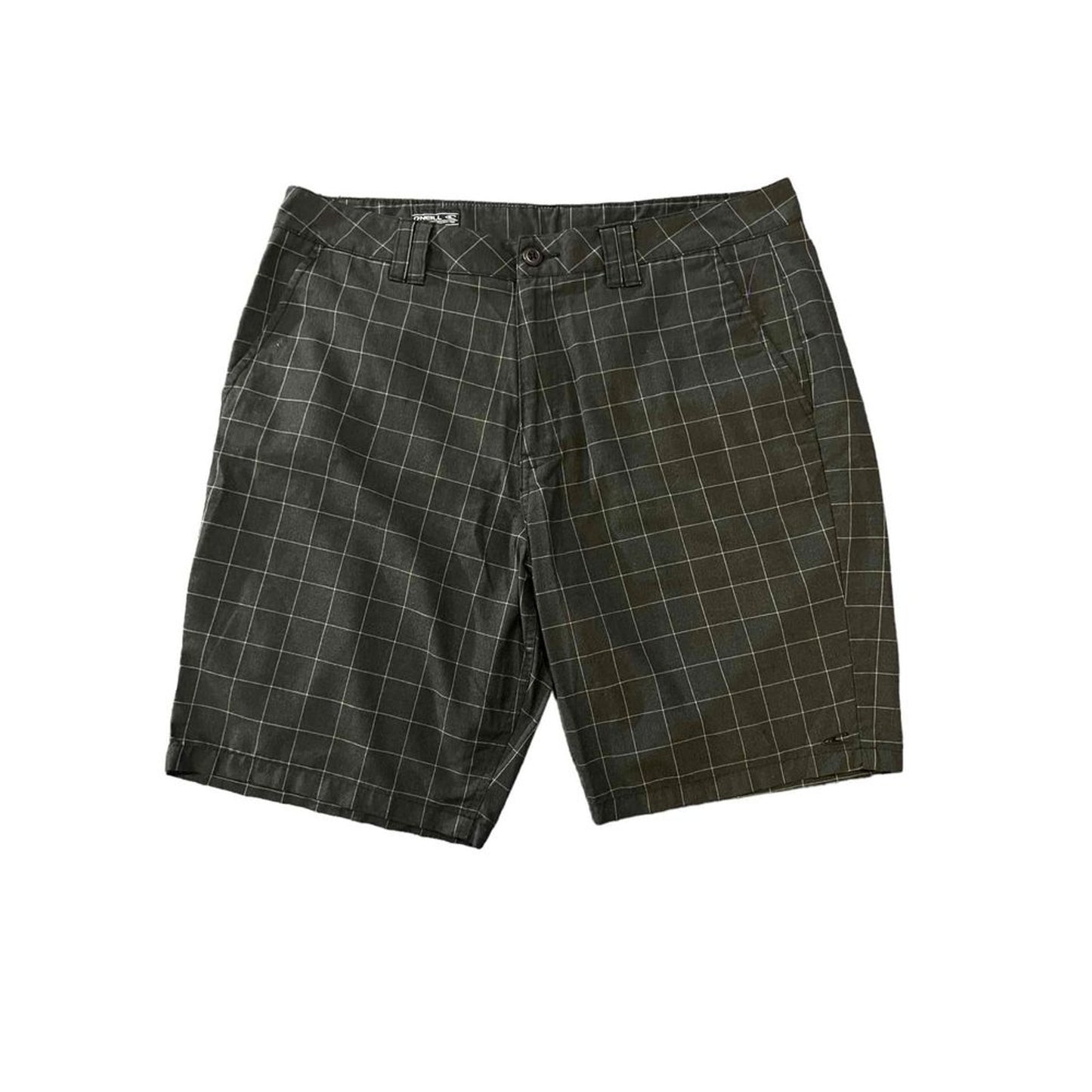 O'Neill Delta Men's Chino Walk Shorts Black Plaid Size 36 Casual Golf