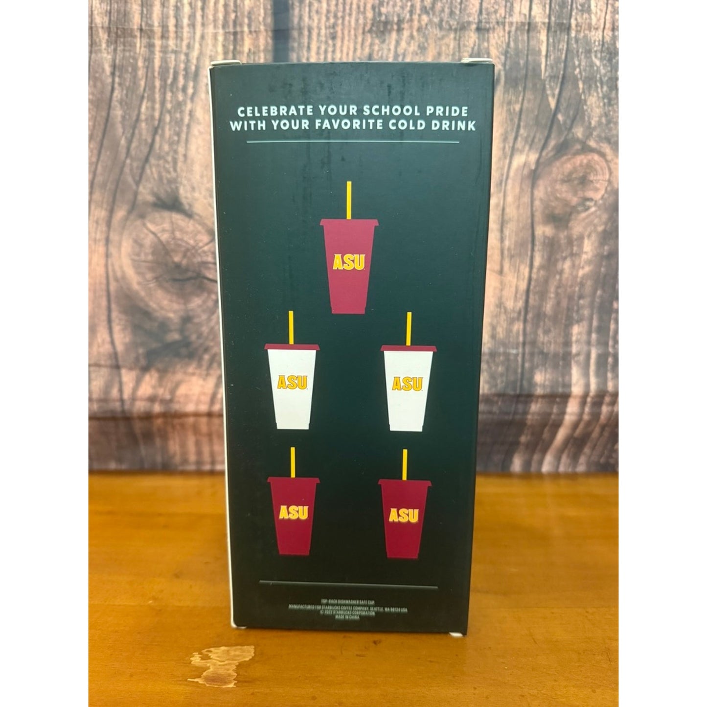 NEW IN BOX Starbucks ASU Campus Collection Reusable Cold Cups Set of 5 w/ Straws