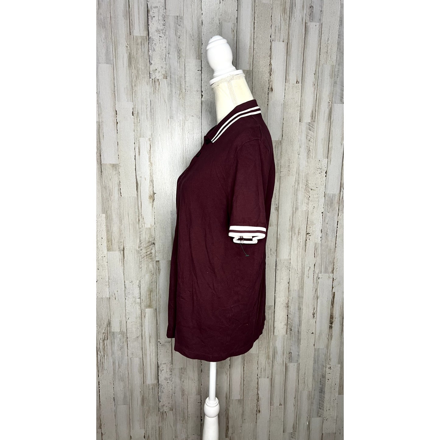 ASOS DESIGN Men's Burgundy Polo Shirt Size Large Short Sleeve Casual