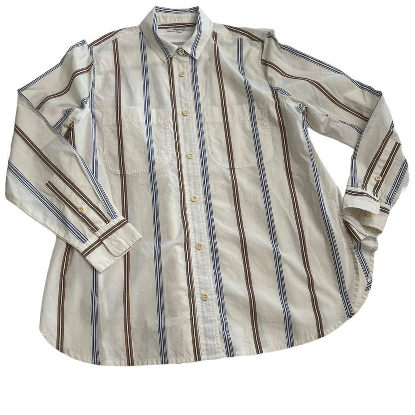 Madewell Oversized Ex-Boyfriend Swing Shirt in Roeser Stripe Size Small