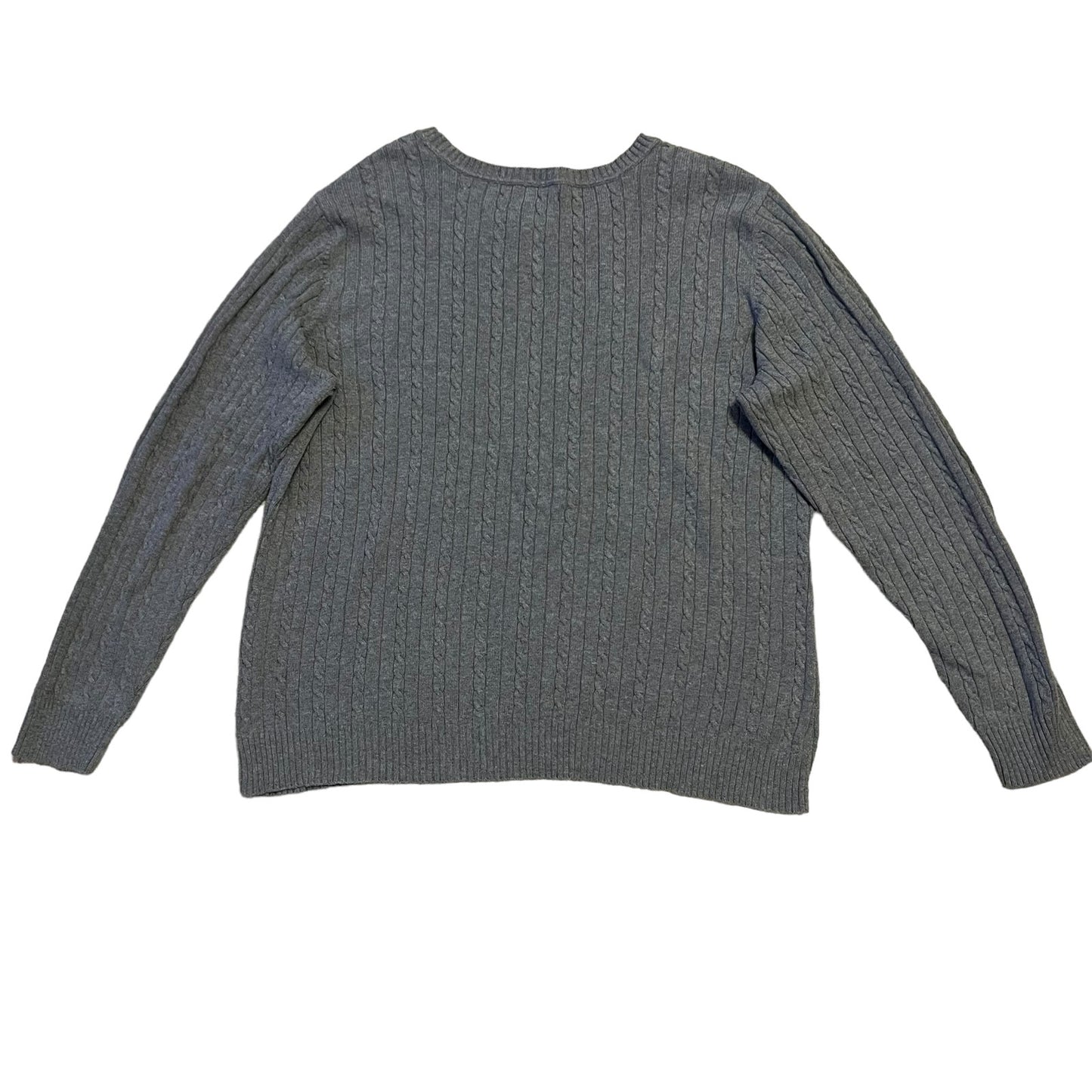 IZOD Women's Cable Knit Sweater 1X Gray Crew Neck Pullover