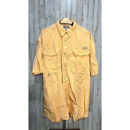 Columbia PFG Men's 2XL Yellow Short Sleeve Button-Up Shirt Vented Casual