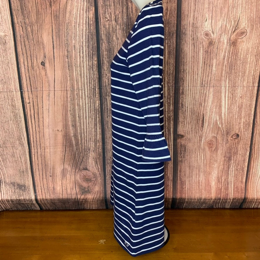 Vineyard Vines Girls Dress Size Large Navy Blue White Striped