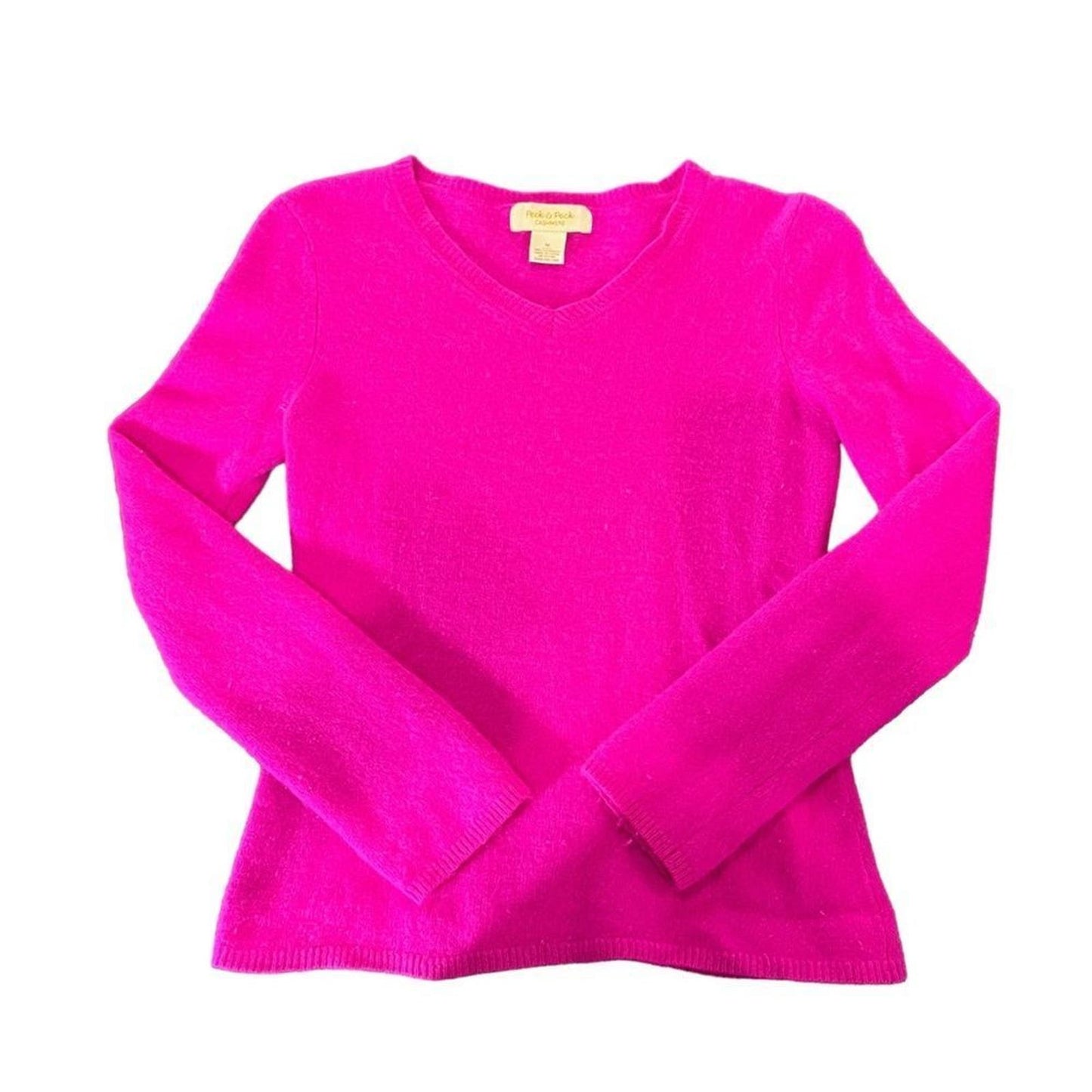 Peck & Peck 100% Cashmere Pink V-Neck Sweater Size Medium