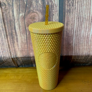 Starbucks Yellow Studded Cold Cup Tumbler 24 oz w/ Lid