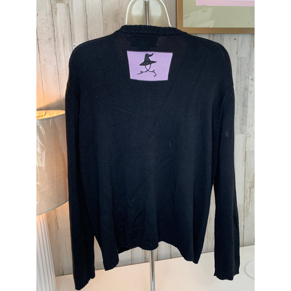 Richard Sport Sweater Womens Extra Large Black Halloween Full Zip Witch Bat Pumpkin