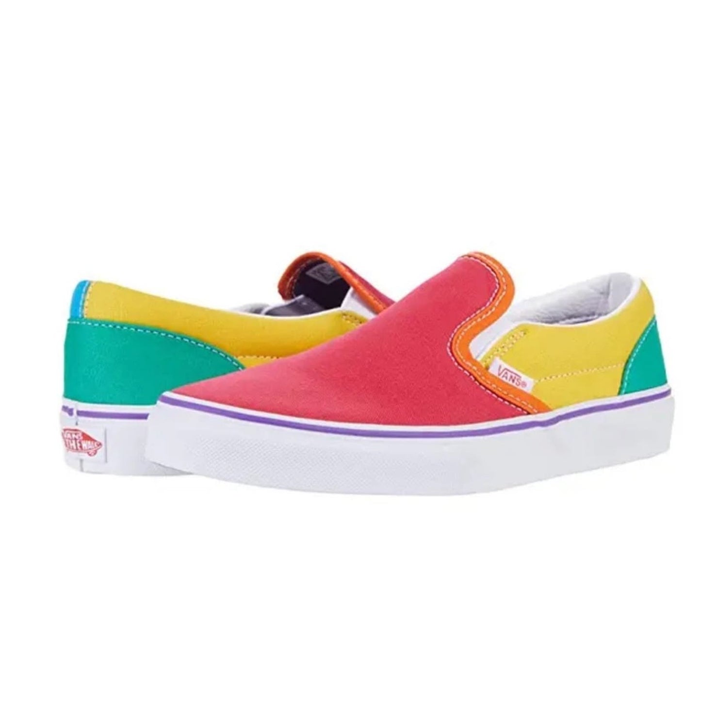 Vans Classic Slip-On Rainbow Color Block Low Top Shoes- Youth 6.5/ Women's 8.0