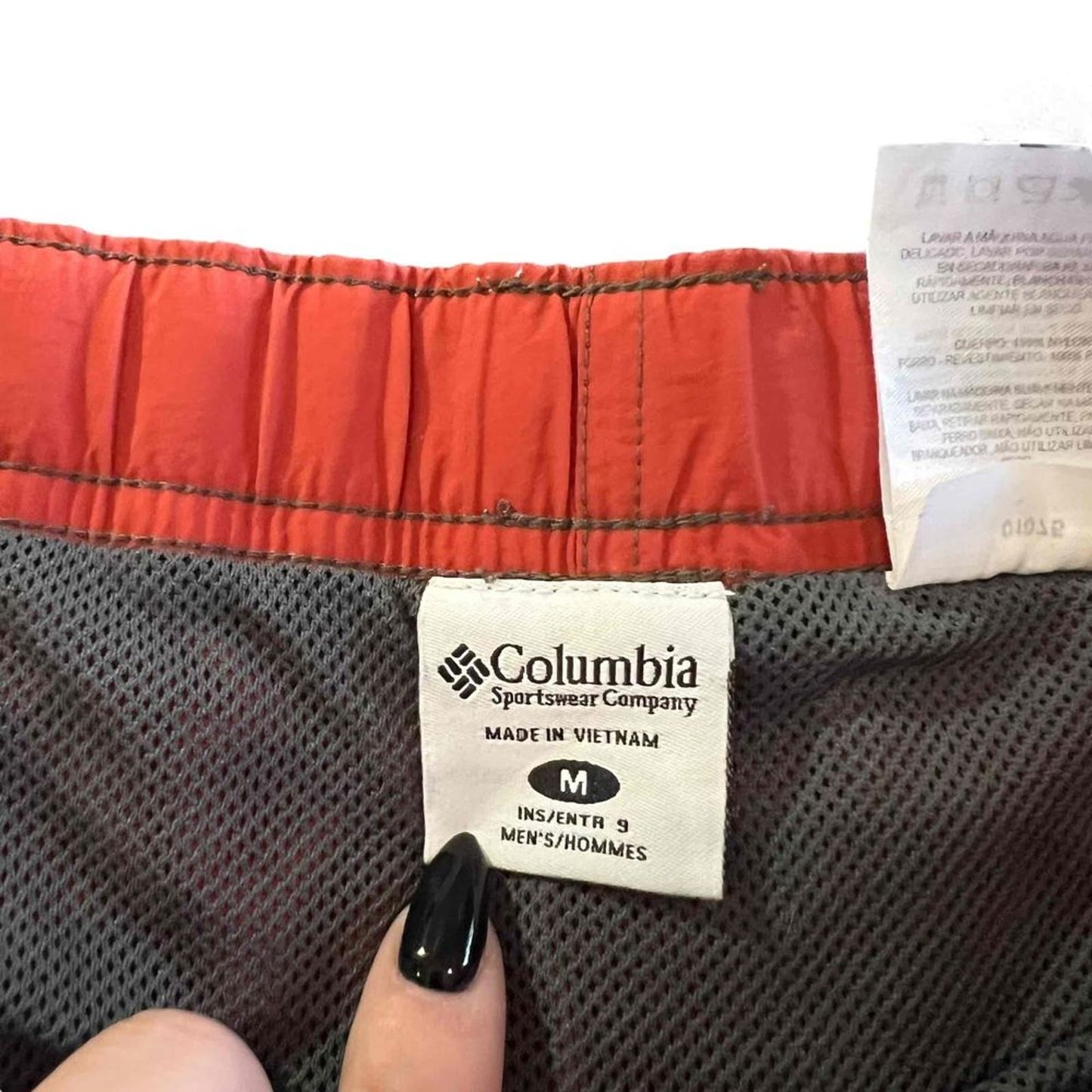 Columbia Men's Orange Casual Cargo Hiking Nylon Shorts Belted/Lined Size Medium