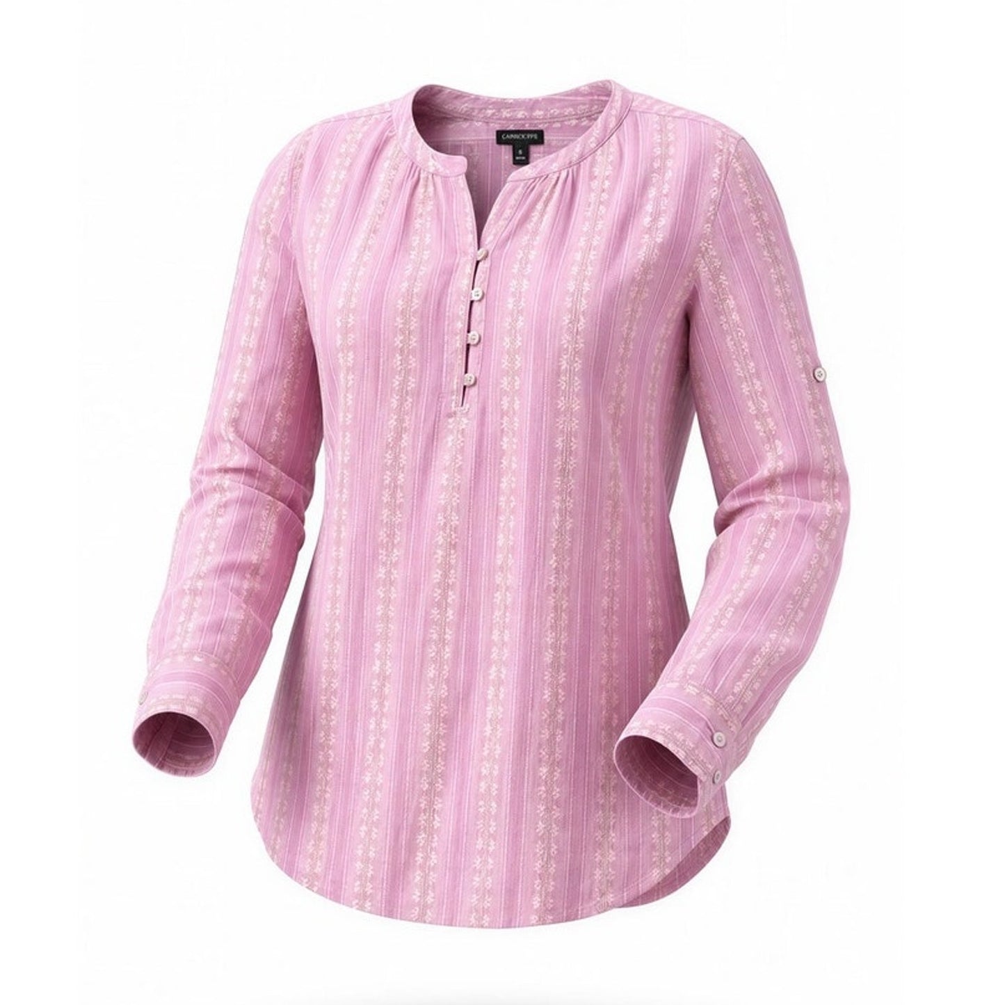 Talbots Tunic Blouse Womens XS Pink Lavender Floral Embroidered Long