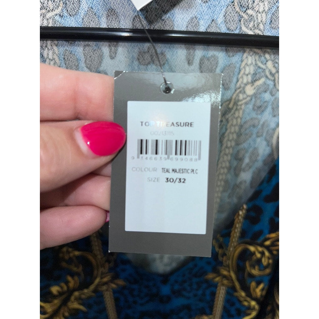 NWT Avenue Studio Women's Geometric Print Blouse Size 30 Multicolor