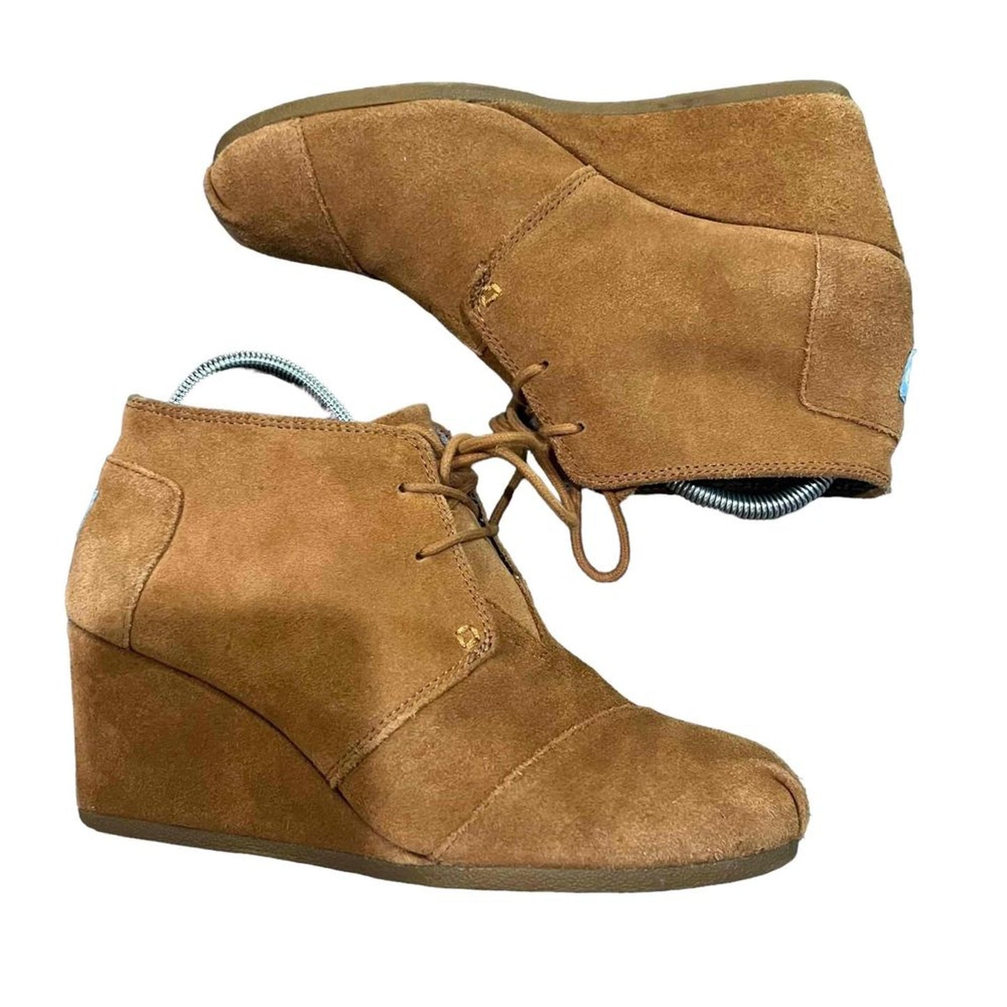 TOMS Desert Wedge Lace-Up Ankle Booties Womens Size 10 Brown Hidden Wedge
