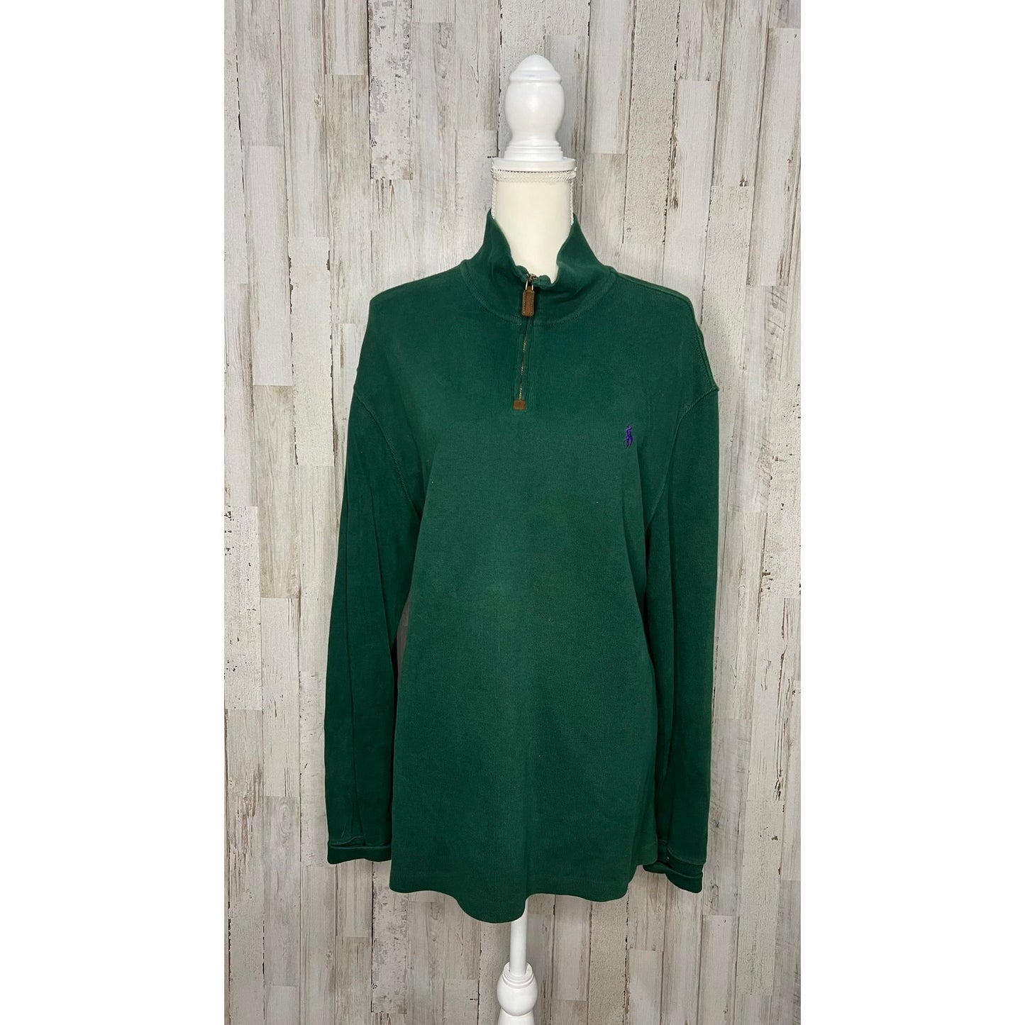 Polo Ralph Lauren Men's Green 1/4 Zip Pullover Sweater Size Large