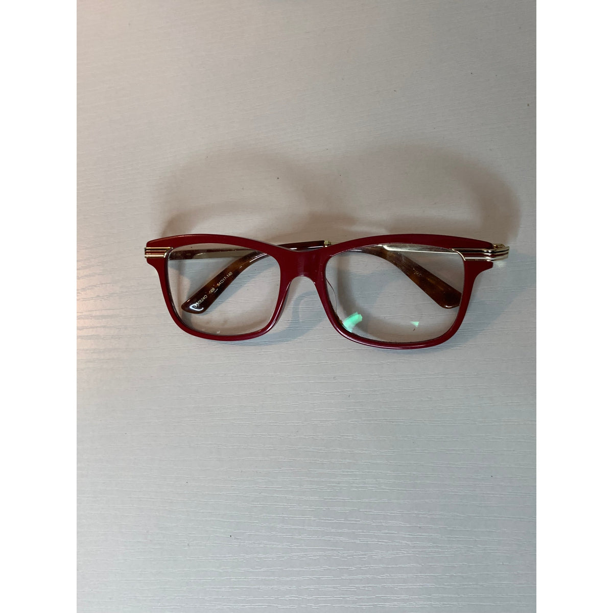 Gucci Eyeglass Frames Unisex 54-17 Red Rectangle Gold Prescription Temples Designer