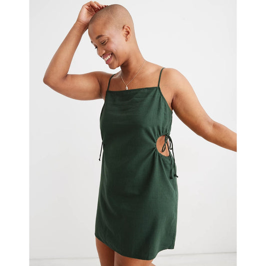 Aerie Women's Size Large Green Side Cut Out Mini Sundress Casual Dress