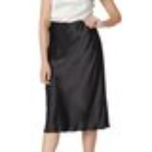 NWT Tiana B.  Women's Black Satin Midi Skirt Size Small