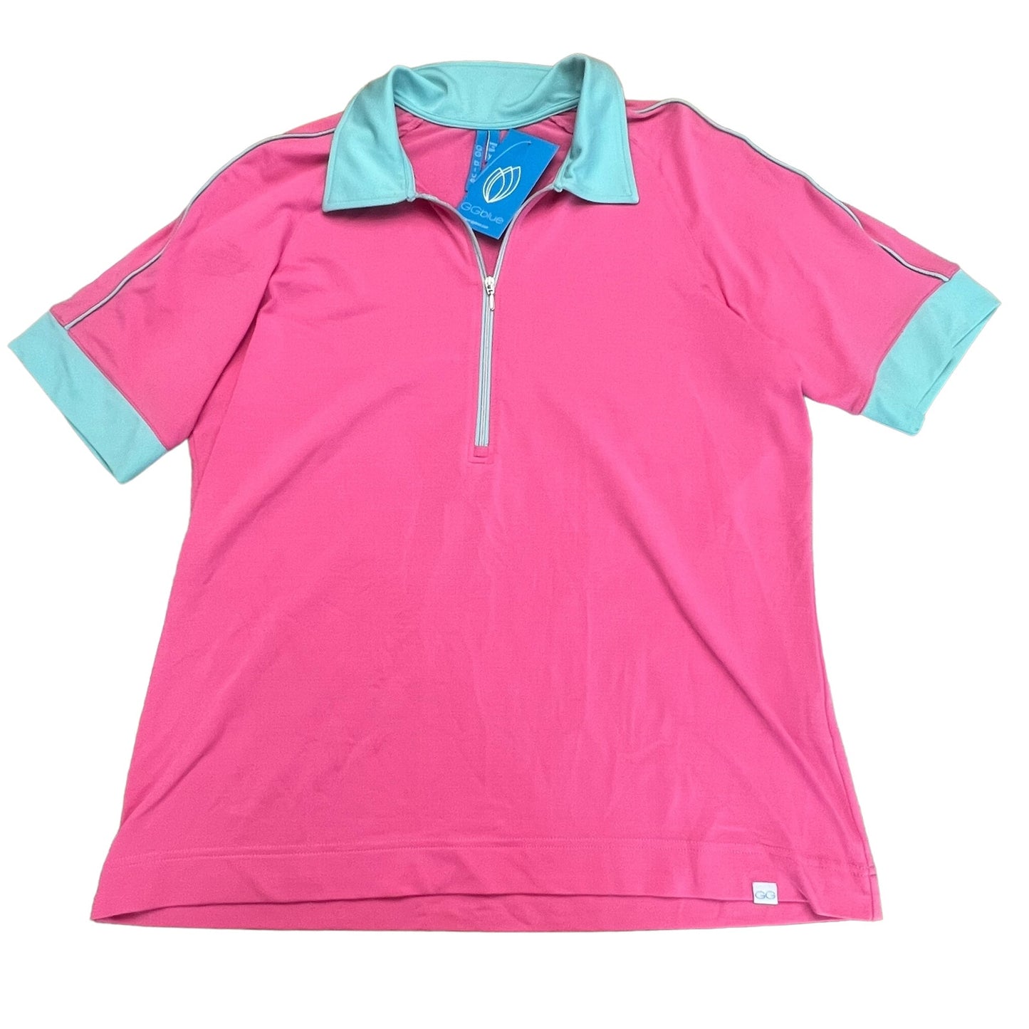 NWT GG Blue Women's XL Pink & Aqua Blue 1/2 Zip Golf Polo