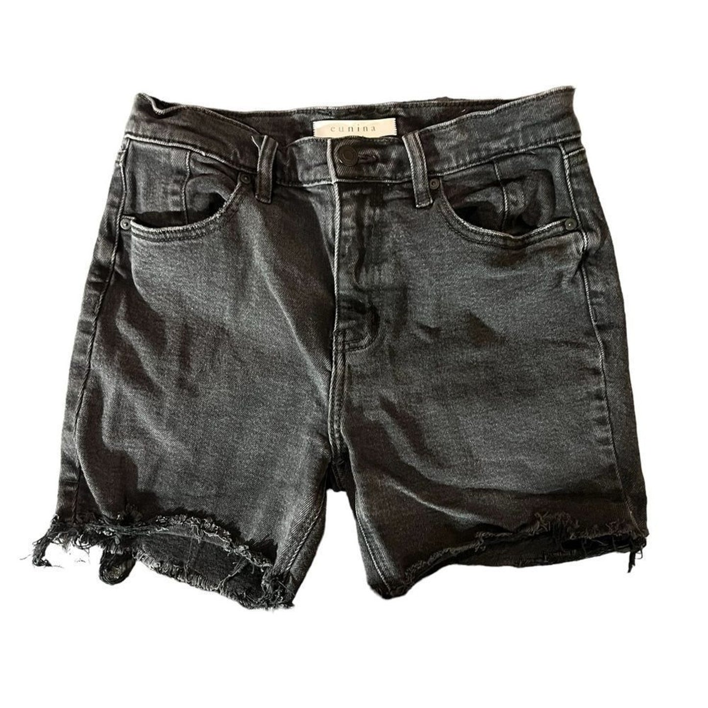 Eunina Kailey Denim Shorts Womens Size Small Washed Black High Rise Cut-Off